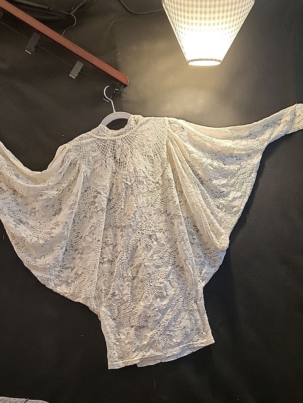 Vici Ivory Lace Dolman Sleeve Tunic Top